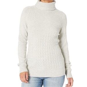 Smartwool Dacono Merino Wool Blend Light Gray Funnel Turtleneck Sweater Size XS